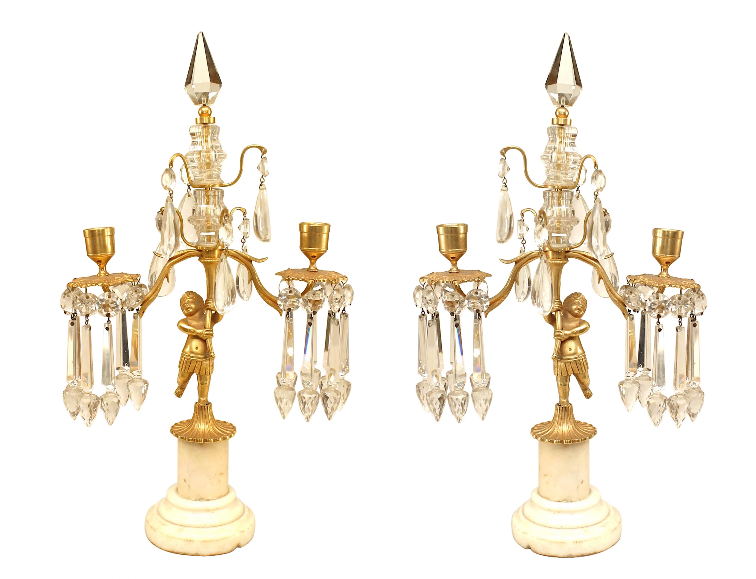 French victorian gilt bronze and crystal candelabras