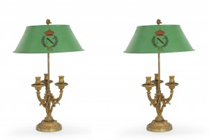 French victorian gilt bronze and tole table lamps