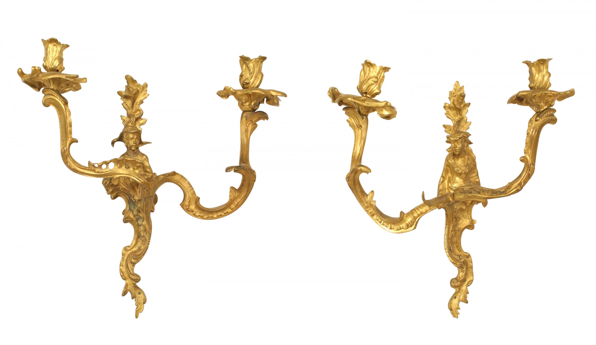 Pair of french louis xv style bronze wall sconces