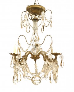 French victorian gilt metal and crystal chandelier