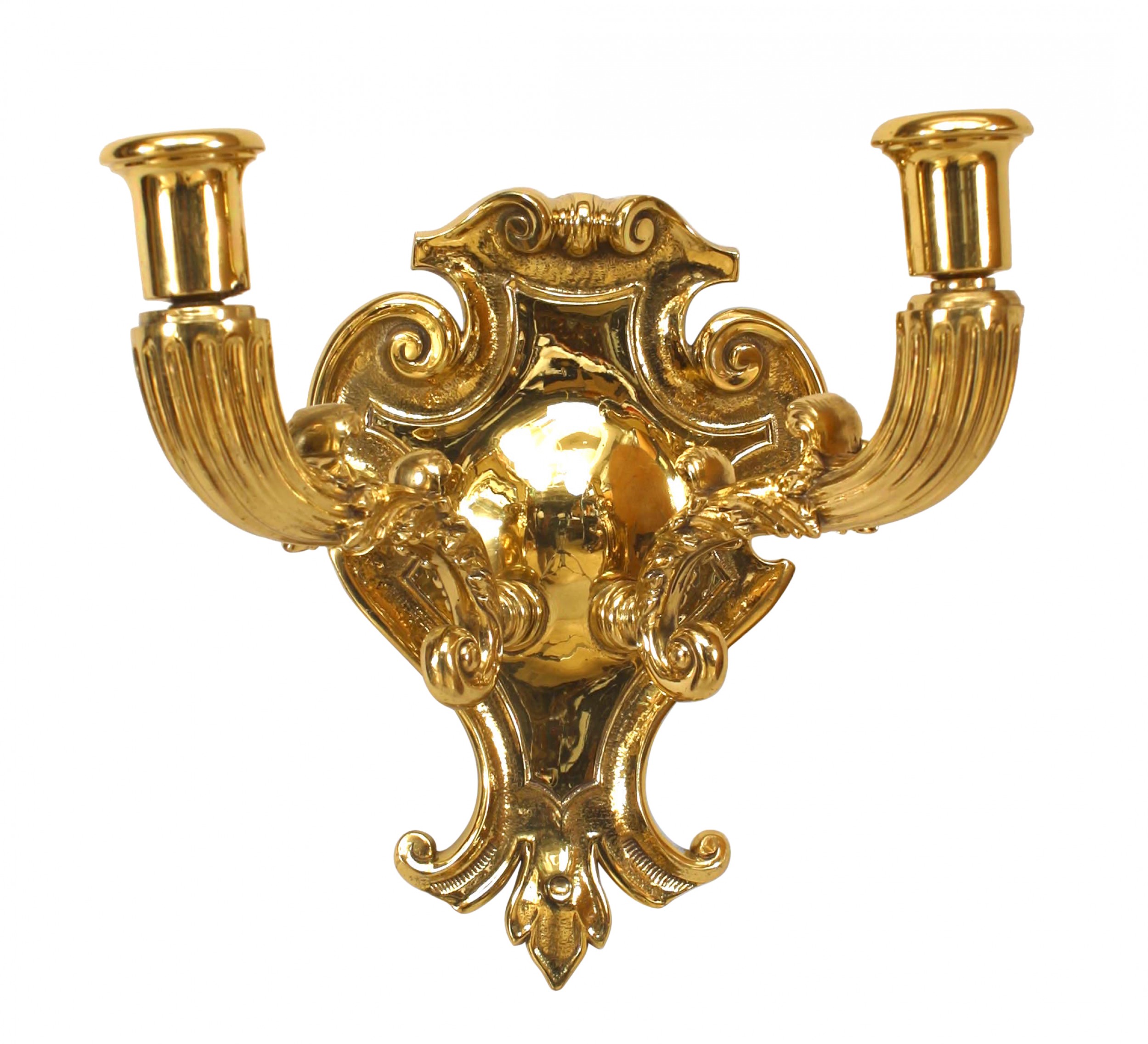 French victorian style brass wall sconce
