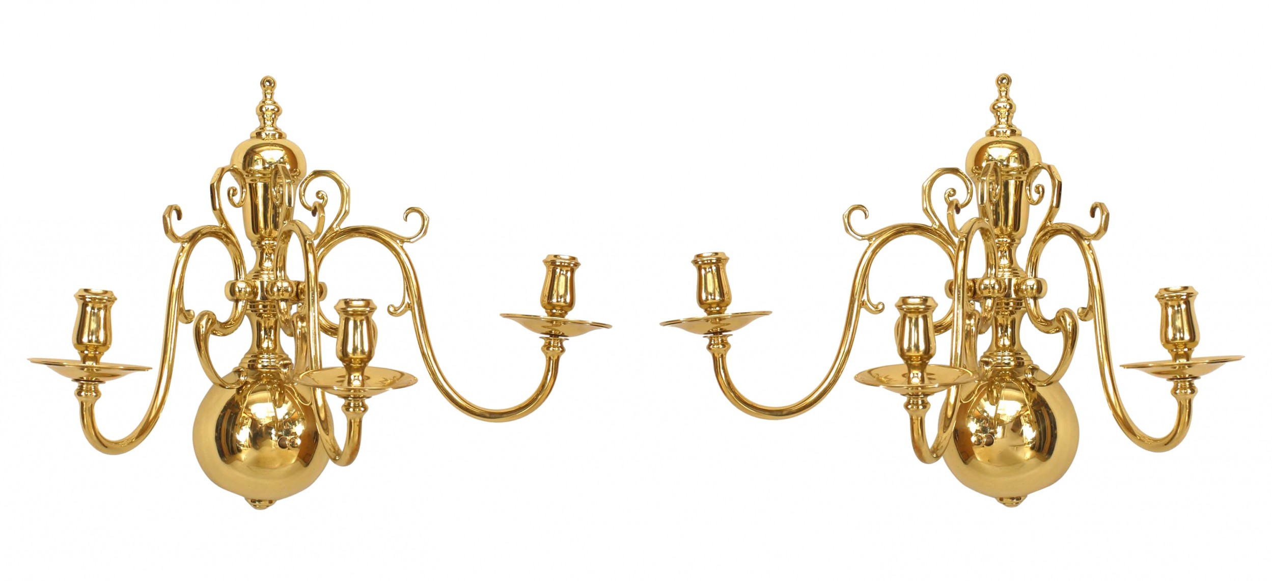 Pair of english georgian brass wall sconces 4