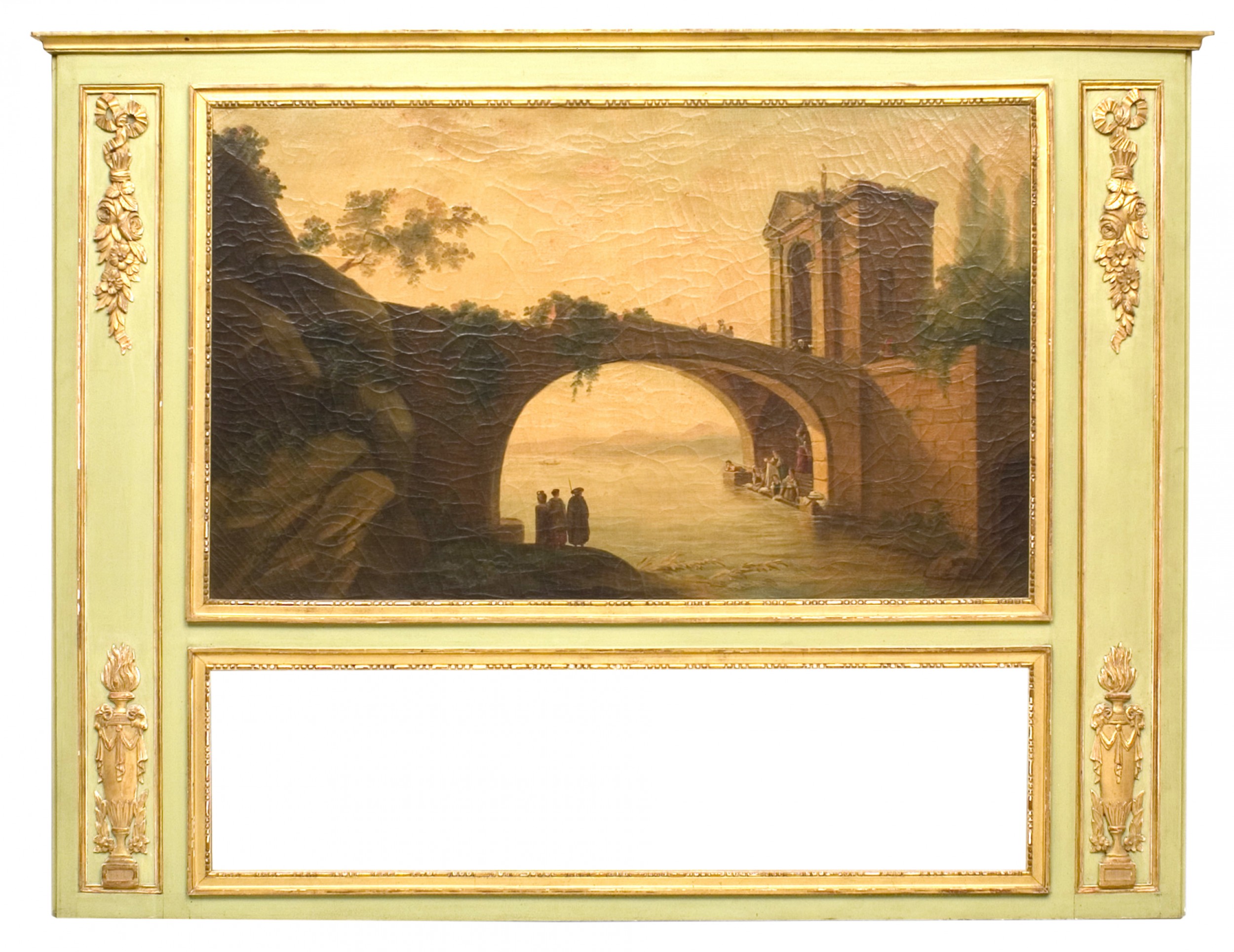 Italian painted scene trumeau wall mirror 1