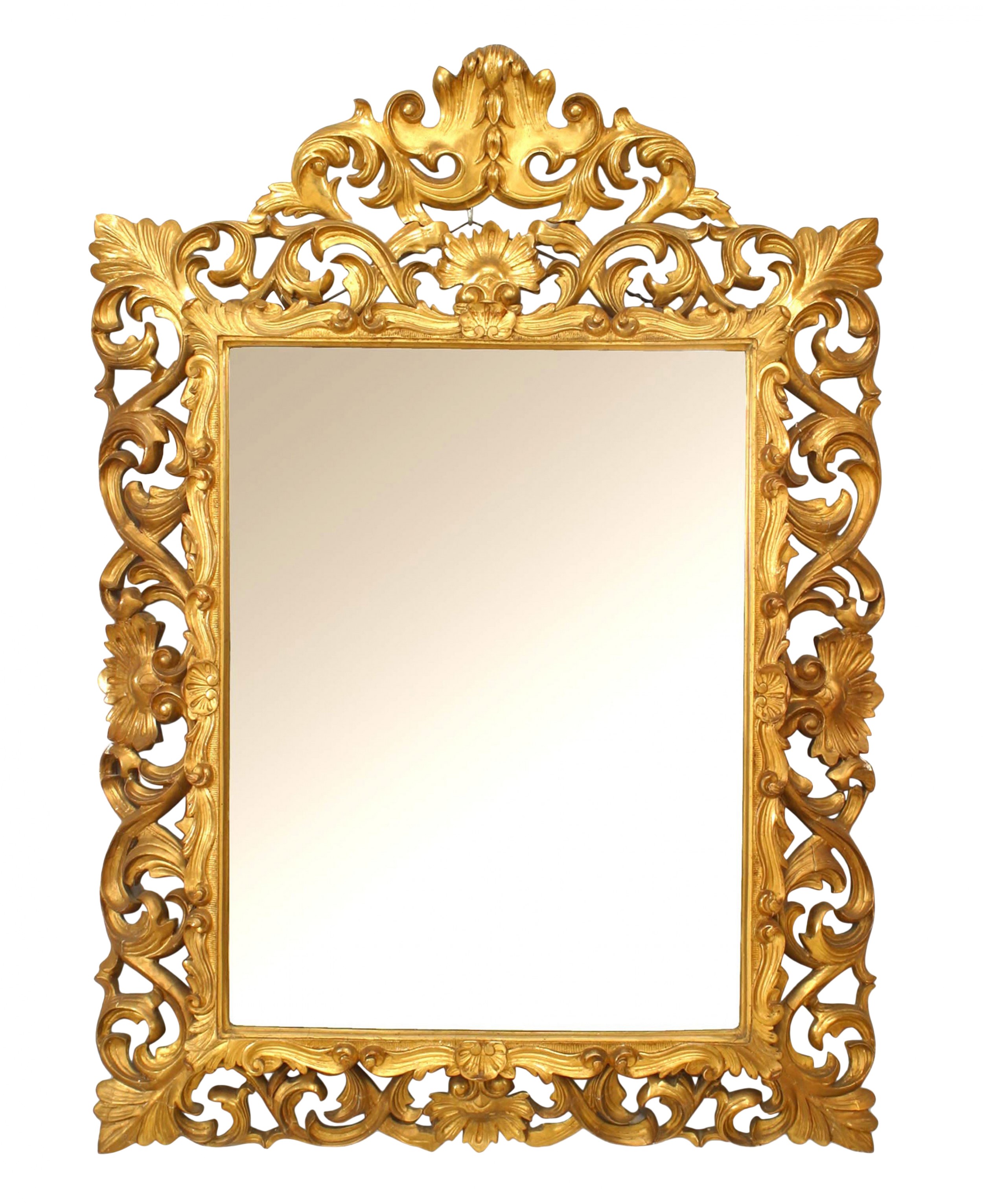 Italian rococo style gilt wood filigree wall mirror