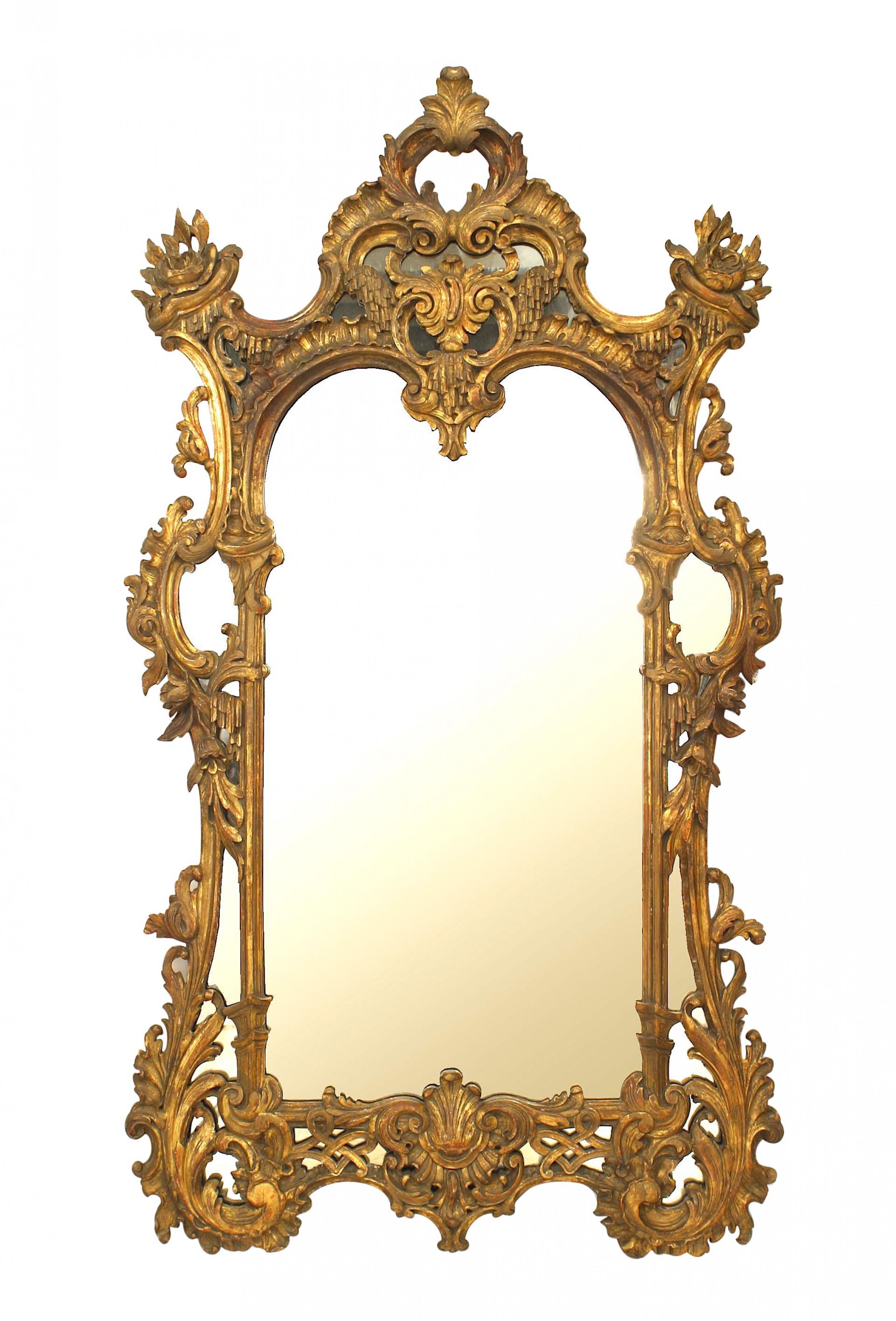 English chippendale style gilt carved wall mirror