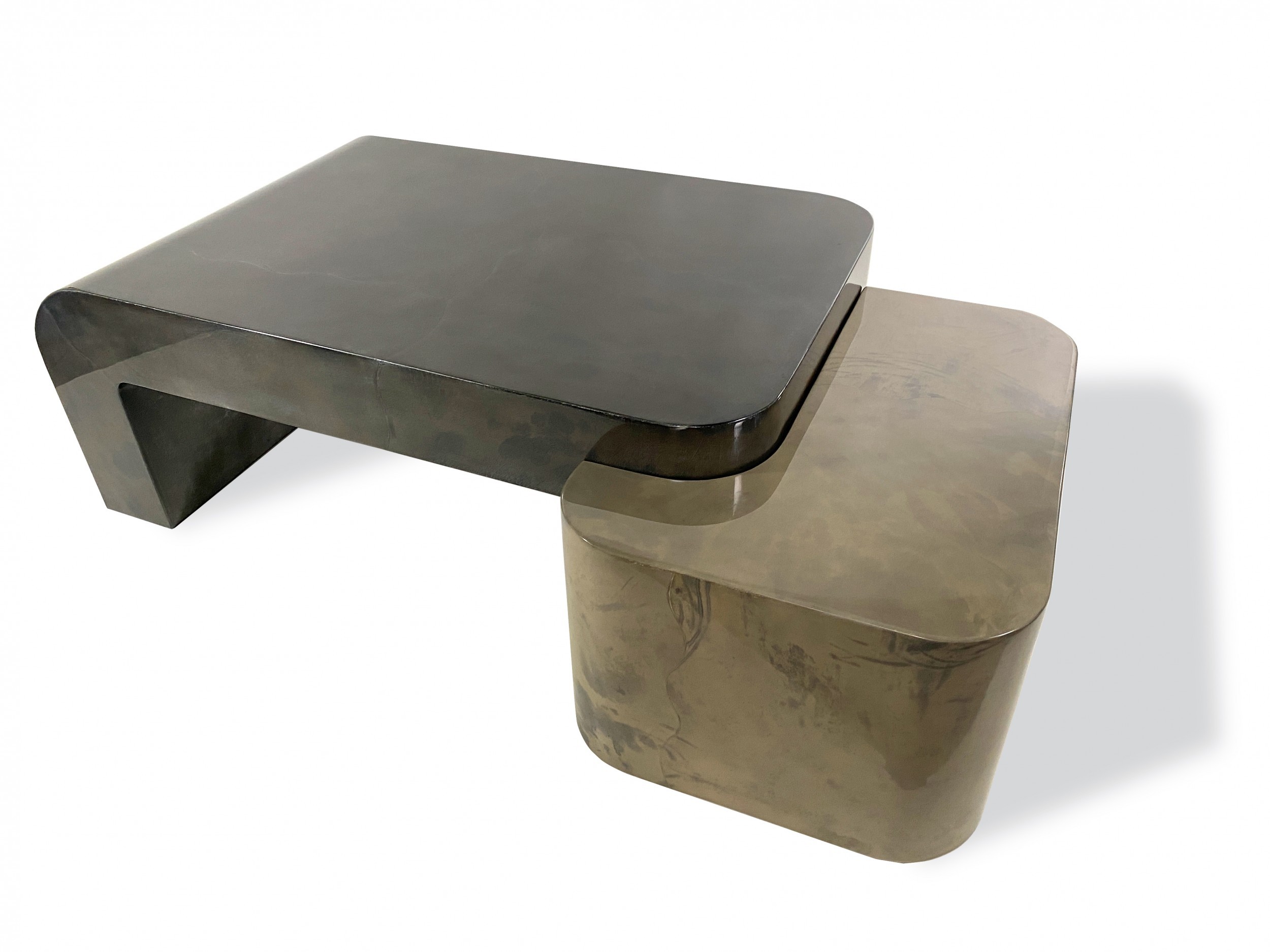 Karl springer contemporary american interlocking parchment goatskin atlas low coffee table rec