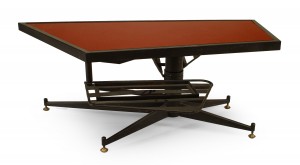 French mid century red glass coffee table