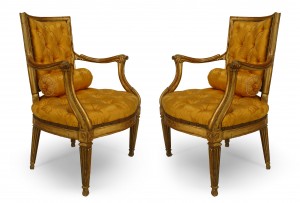 Italian neo classic gold arm chairs