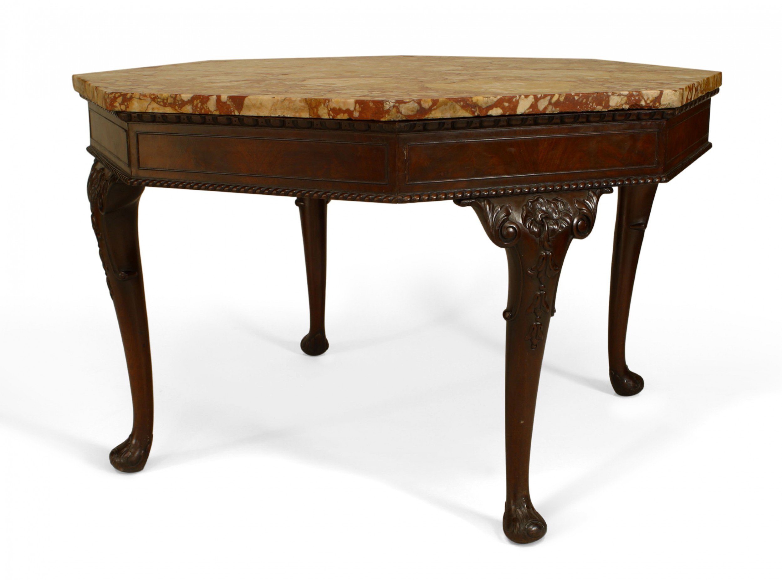 English chippendale mahogany marble center table