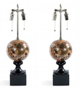 Italian post war marble sphere table lamps