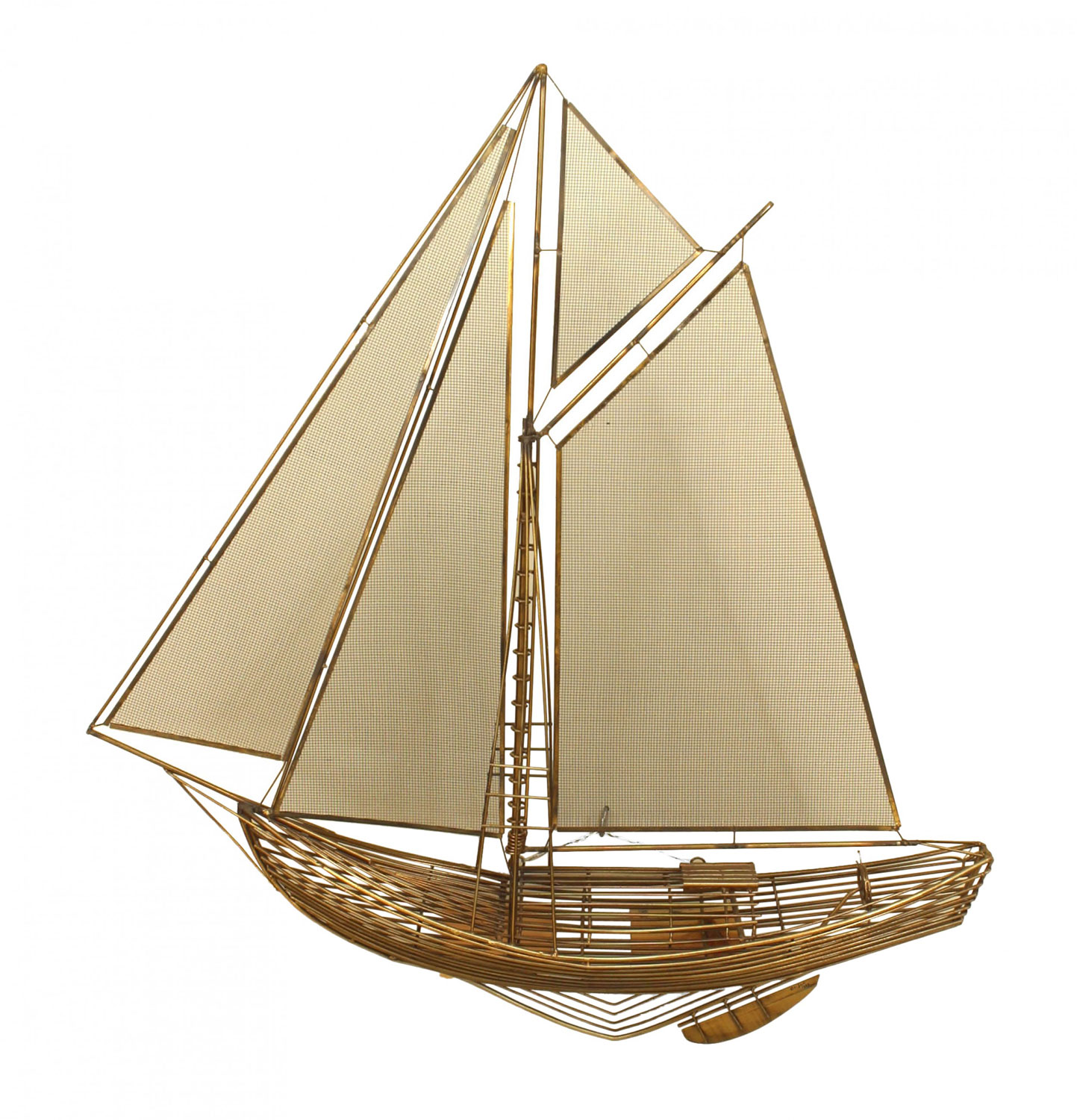 American post war tubular sail boat plaque