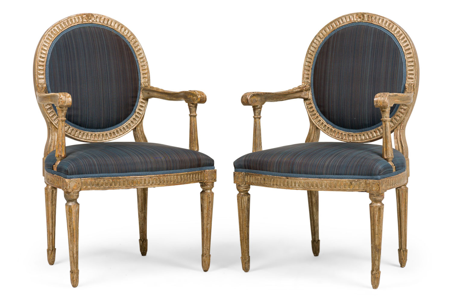 Italian neo classic silver gilt arm chairs