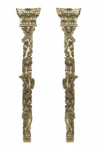 Italian rococo carved pilaster wall plaques