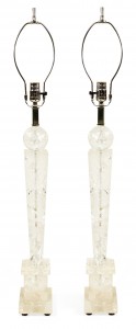 Continental baltic rock crystal obelisk table lamps