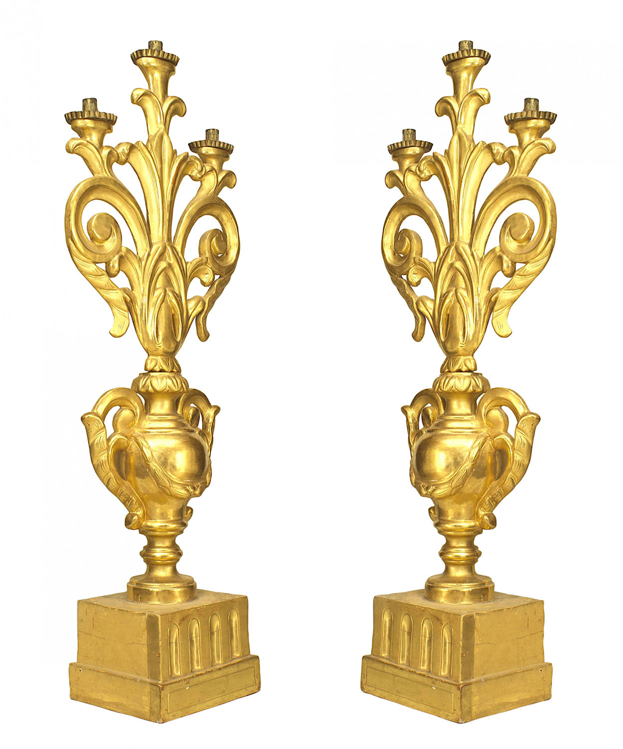 Italian rococo urn shaped candelabras
