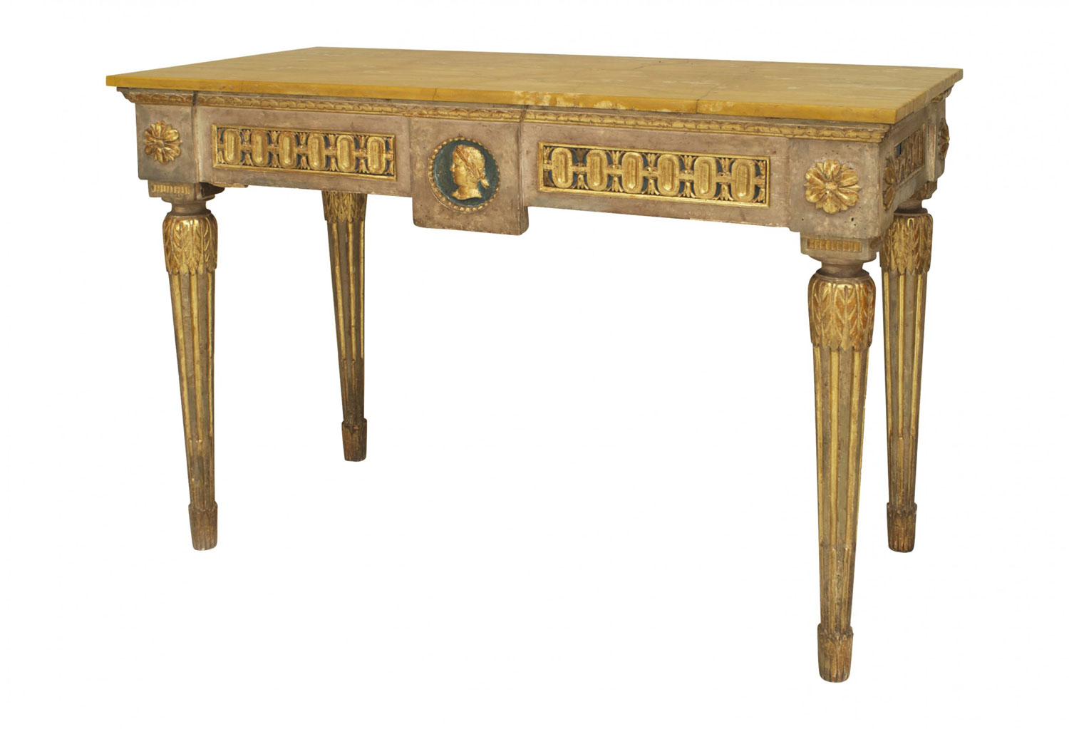 Italian neo classic gilt marble top console table 6
