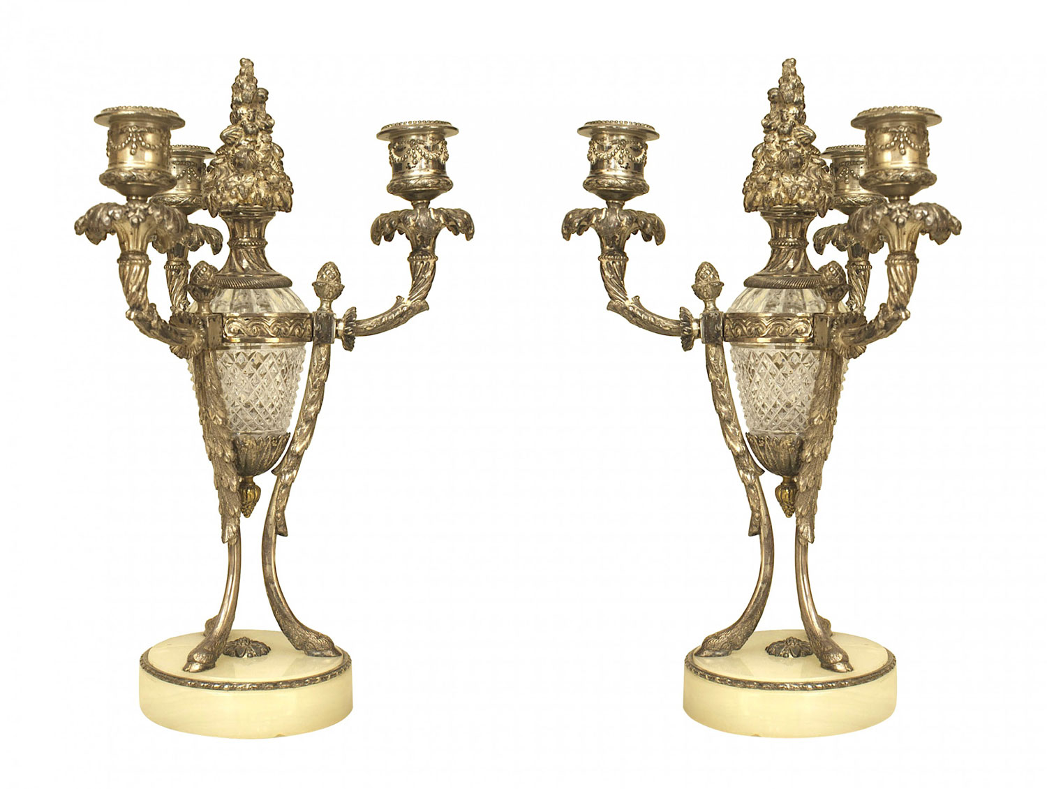 French victorian style bronze and glass candelabras 1
