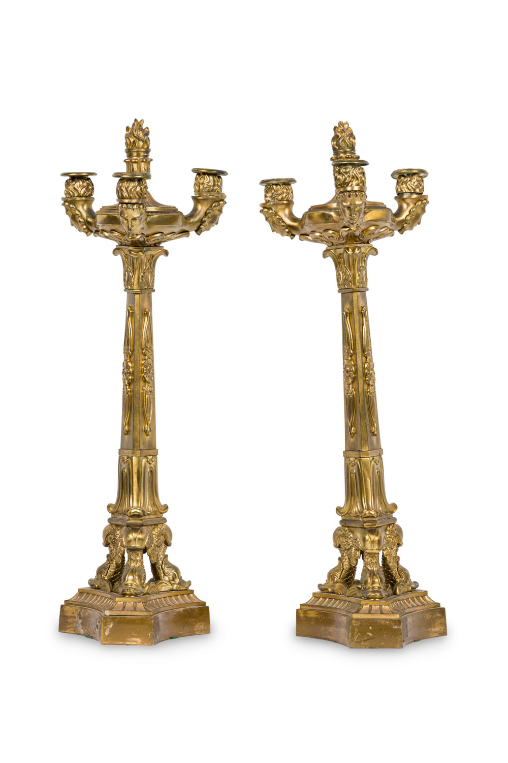 French restoration gilt bronze candelabras