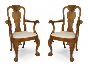 English anglo indian padouk arm chairs