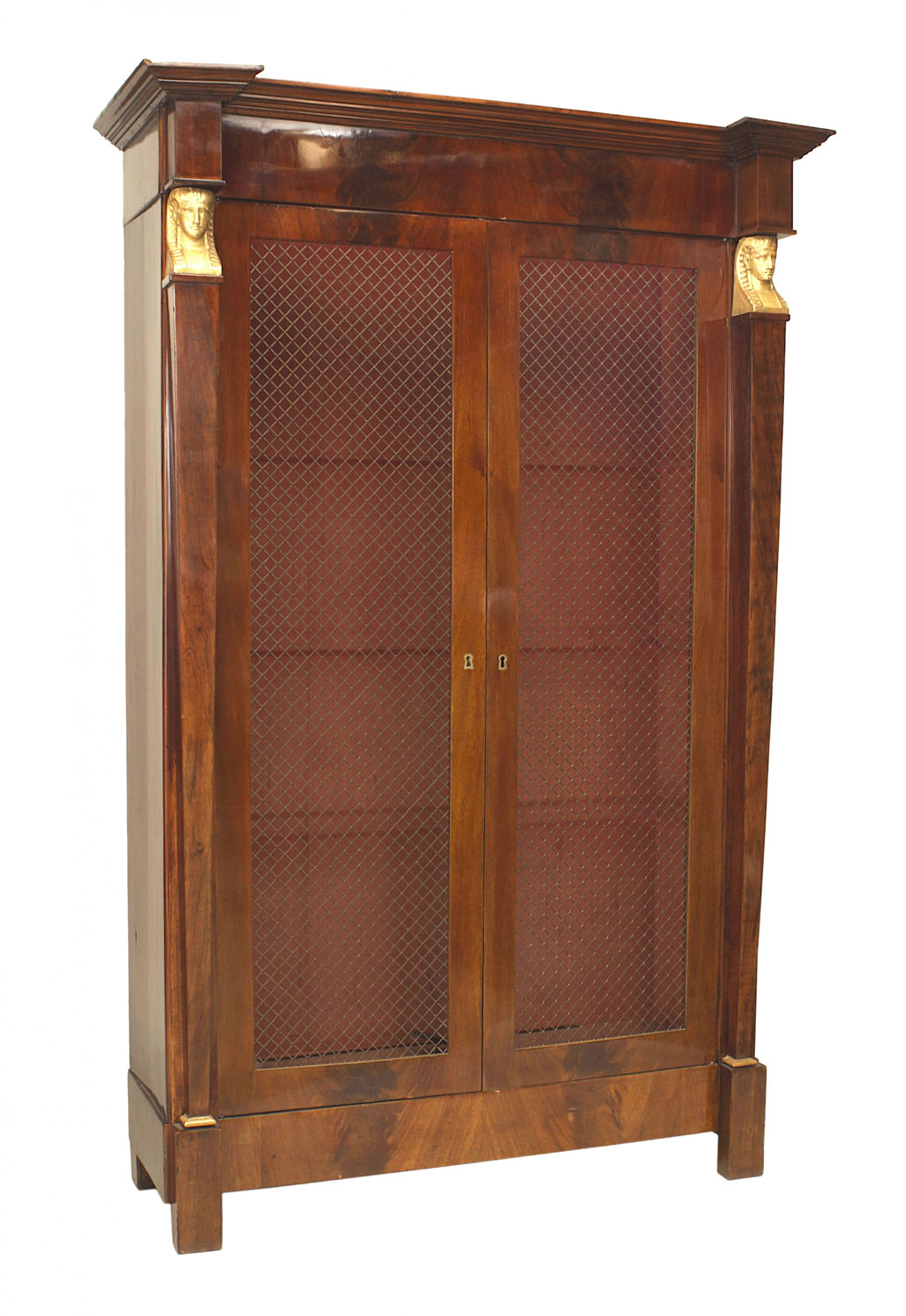 French empire mahogany bibliotheque cabinet
