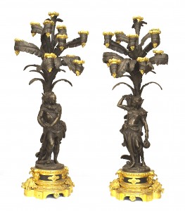 French napoleon iii bronze figural candelabras
