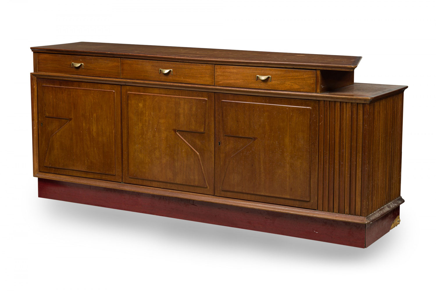 Vittorio dassi mid century italian modern walnut room divider buffet credenza