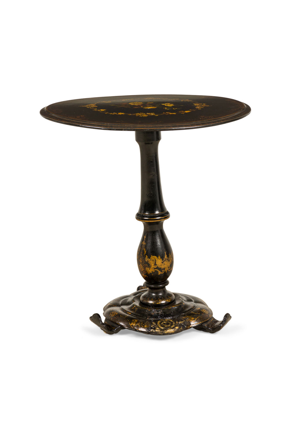 English victorian gilt painted and lacquered oval top end side table