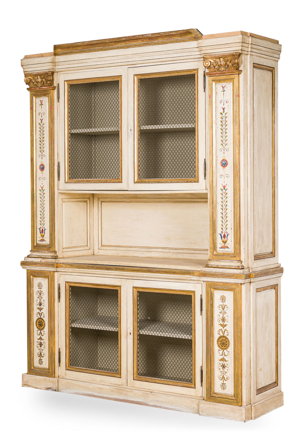 Italian Neo Classic large white bookcase
