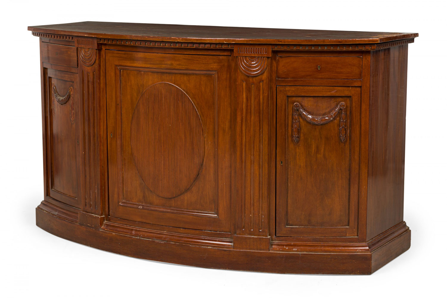 Dutch mahogany veneer decoratively carved credenza sideboard