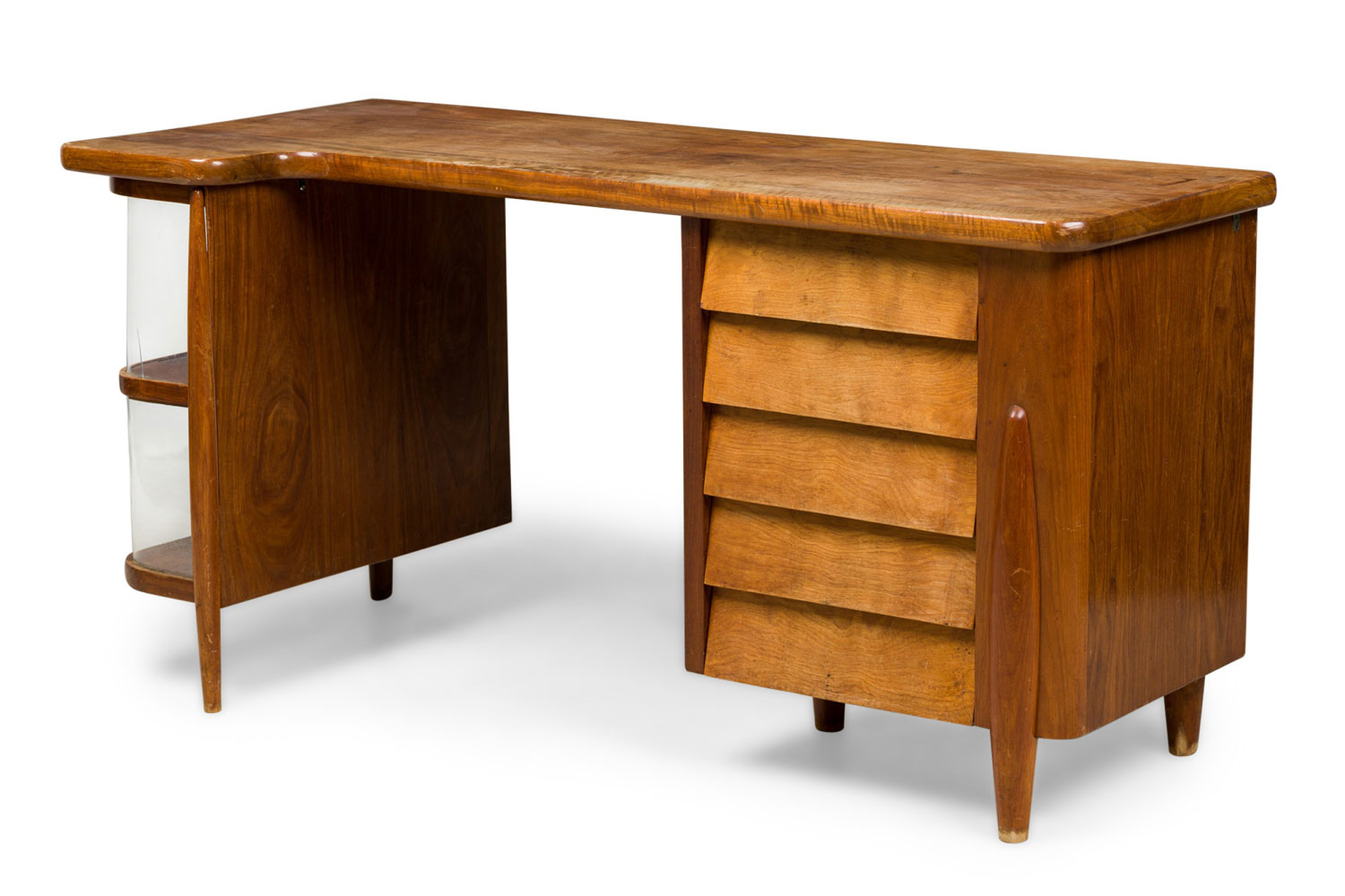 Italian mid century modern walnut desk style of gio ponti 