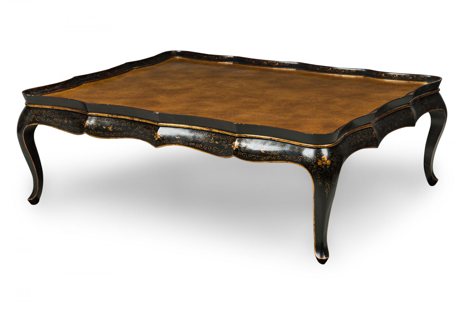 Monumental chinese export gilt and painted low coffee table