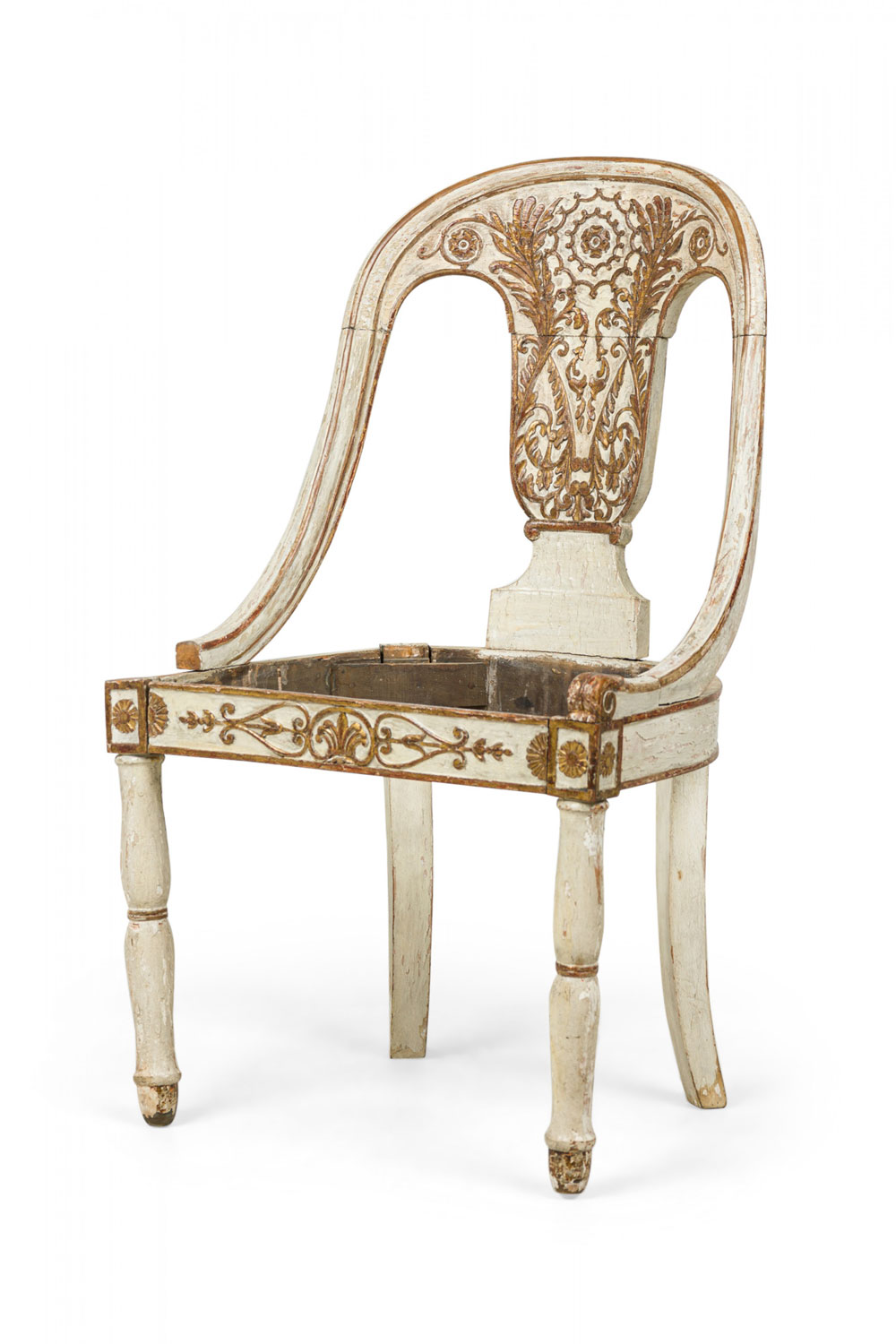 Pair of charles x 19th century painted giltwood dining chairs