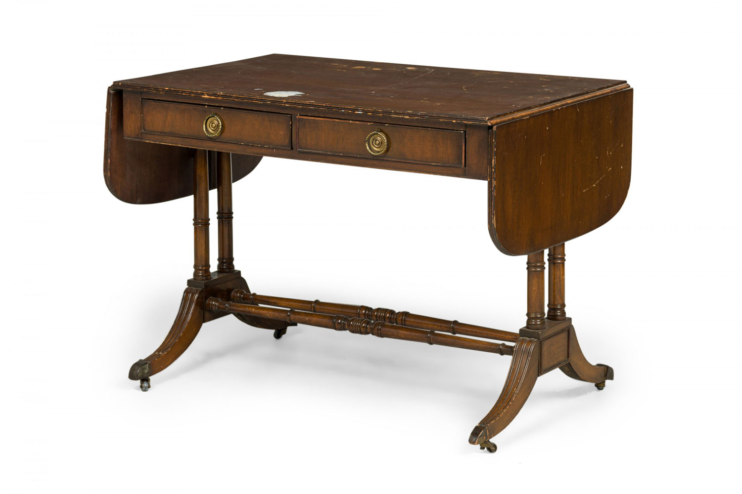 English regency mahogany drop leaf console sofa table