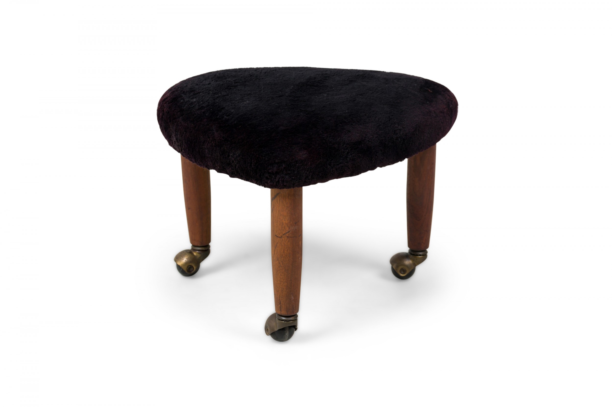 Mid century italian modern trianguar black upholstered bench (manner of gio ponti)