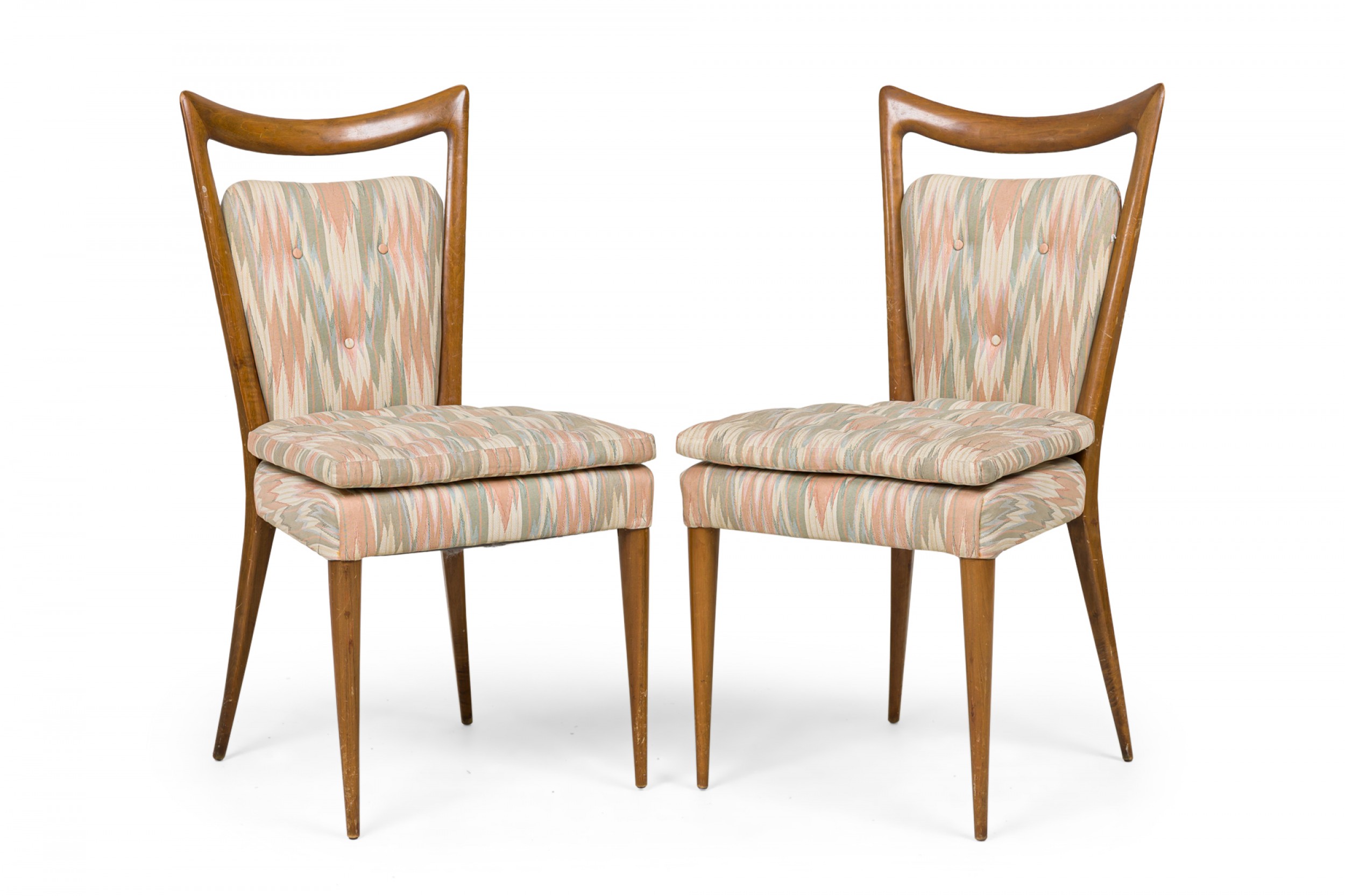 Set of 6 melchiorre bega mid century italian zigzag upholstered dining chairs