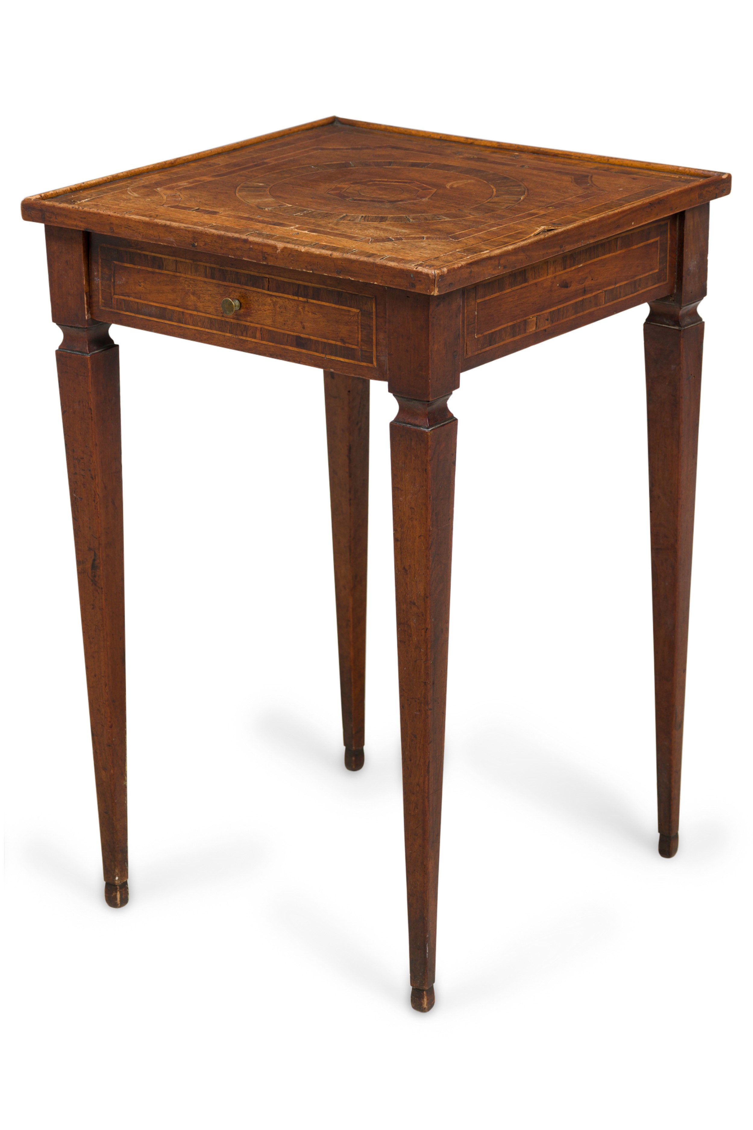 Italian neo classic walnut inlaid end side table