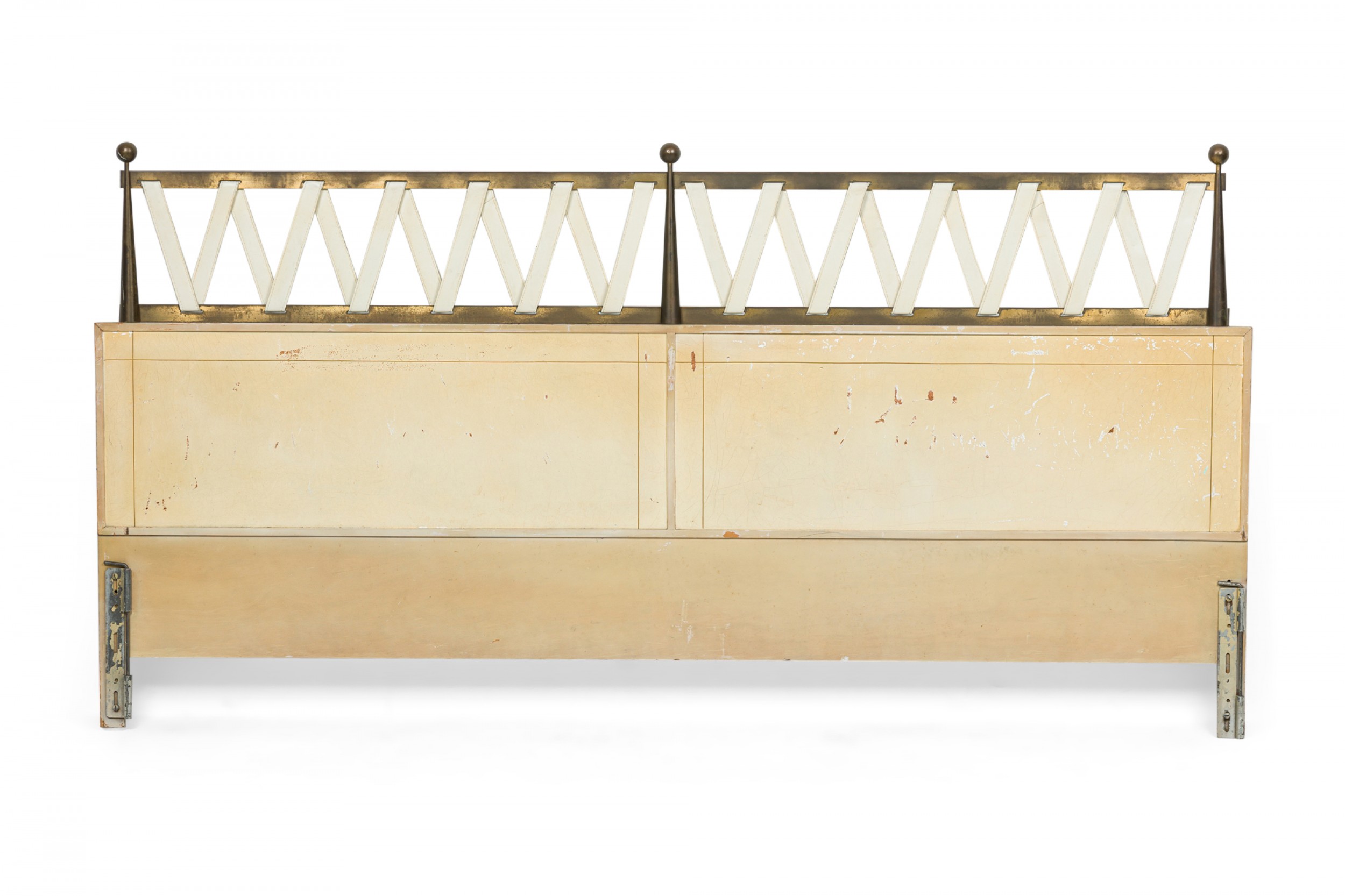 Tommi parzinger mid century american brass and leather king size headboard