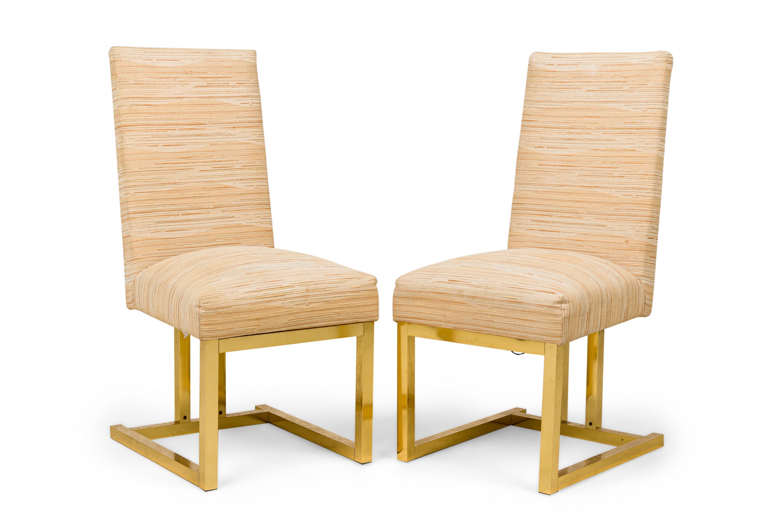 Set of 6 dia mid century american dining side chairs in textured stripe upholstery