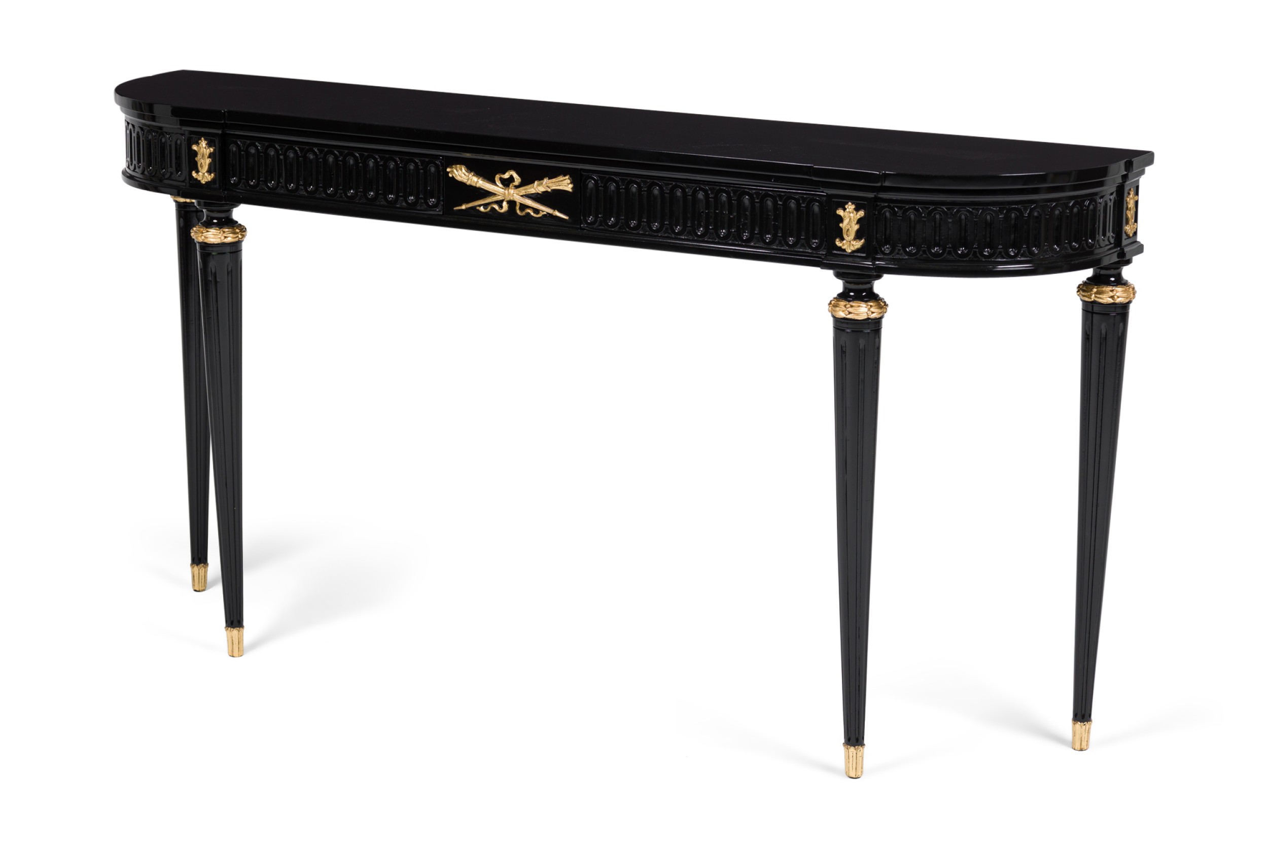 Maison jansen french mid century carved wood and white marble console table