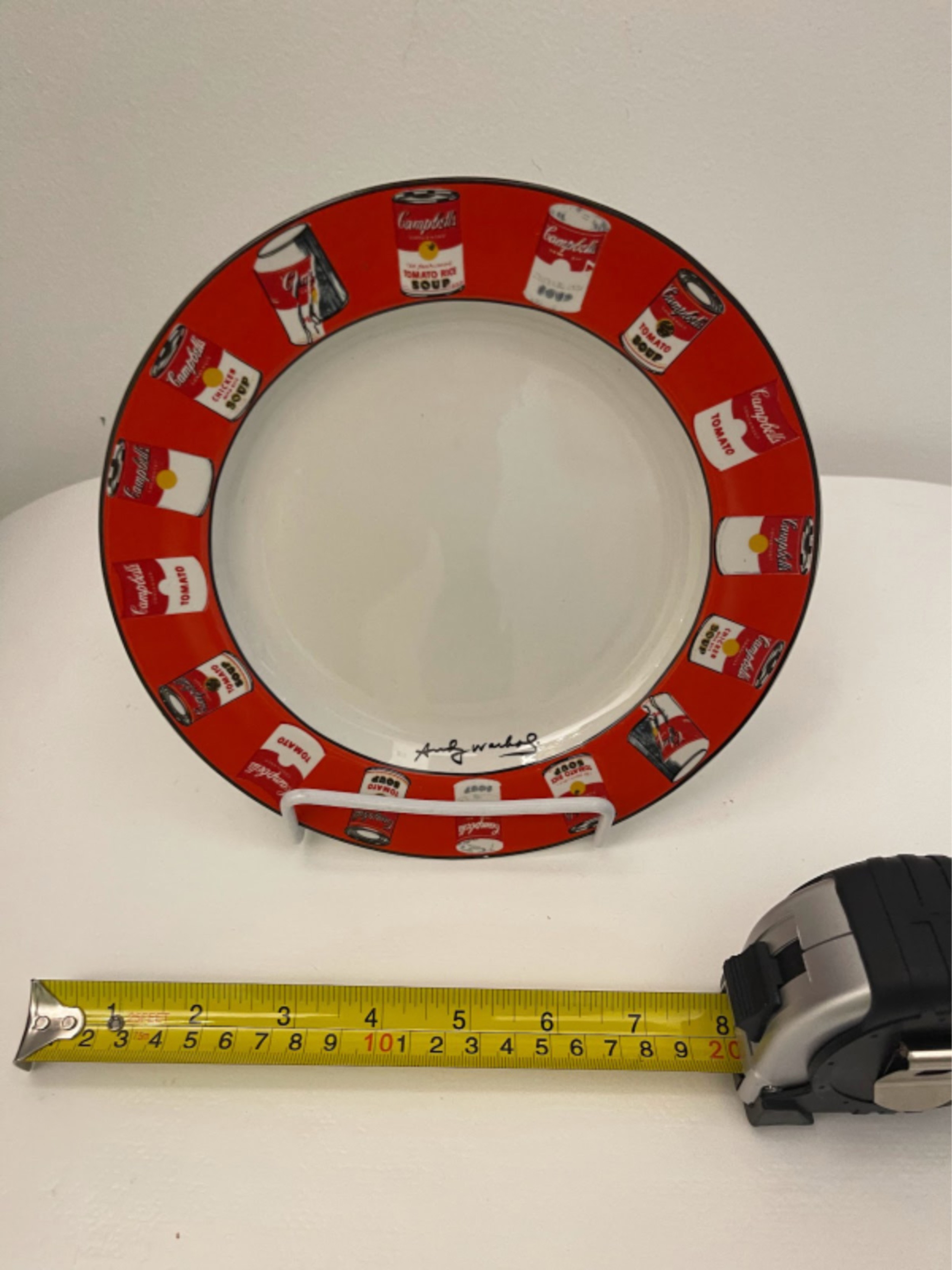 Andy warhol american modern red rim campbells soup can pattern salad plates