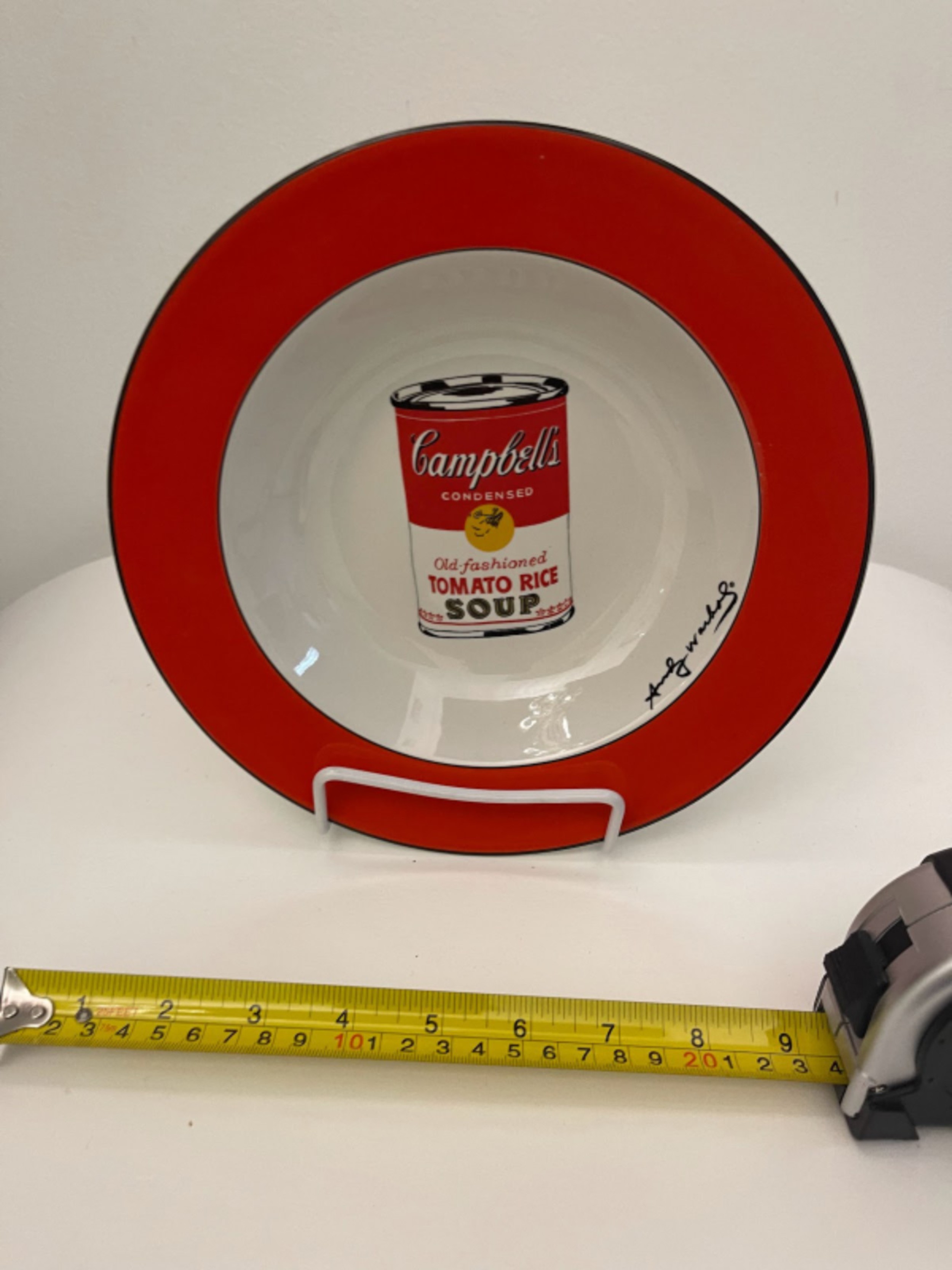 Andy warhol american modern red rim tomato and rice campbells soup can pattern soup bowls
