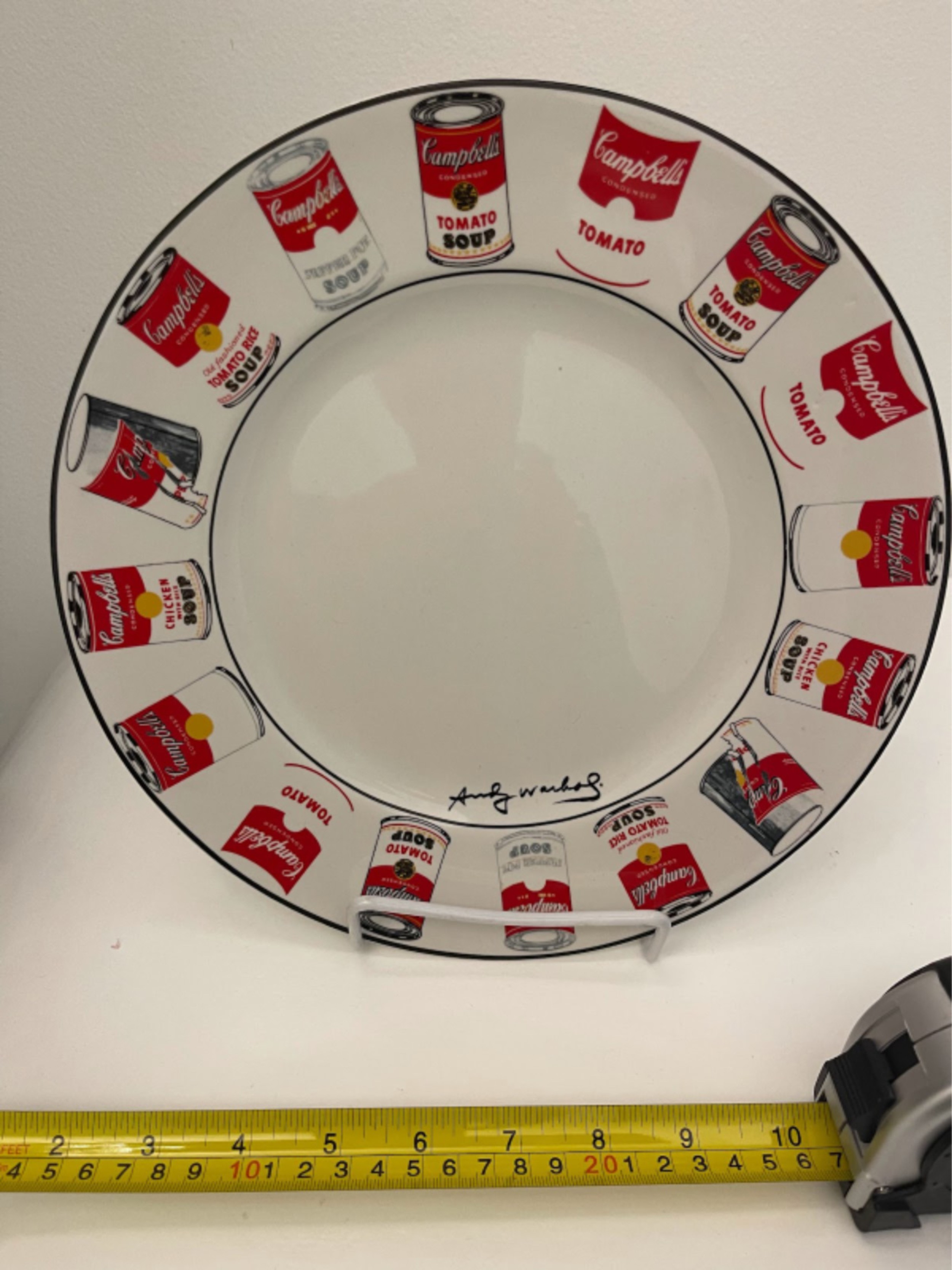 Andy warhol american modern white rim campbells soup can pattern dinner plates