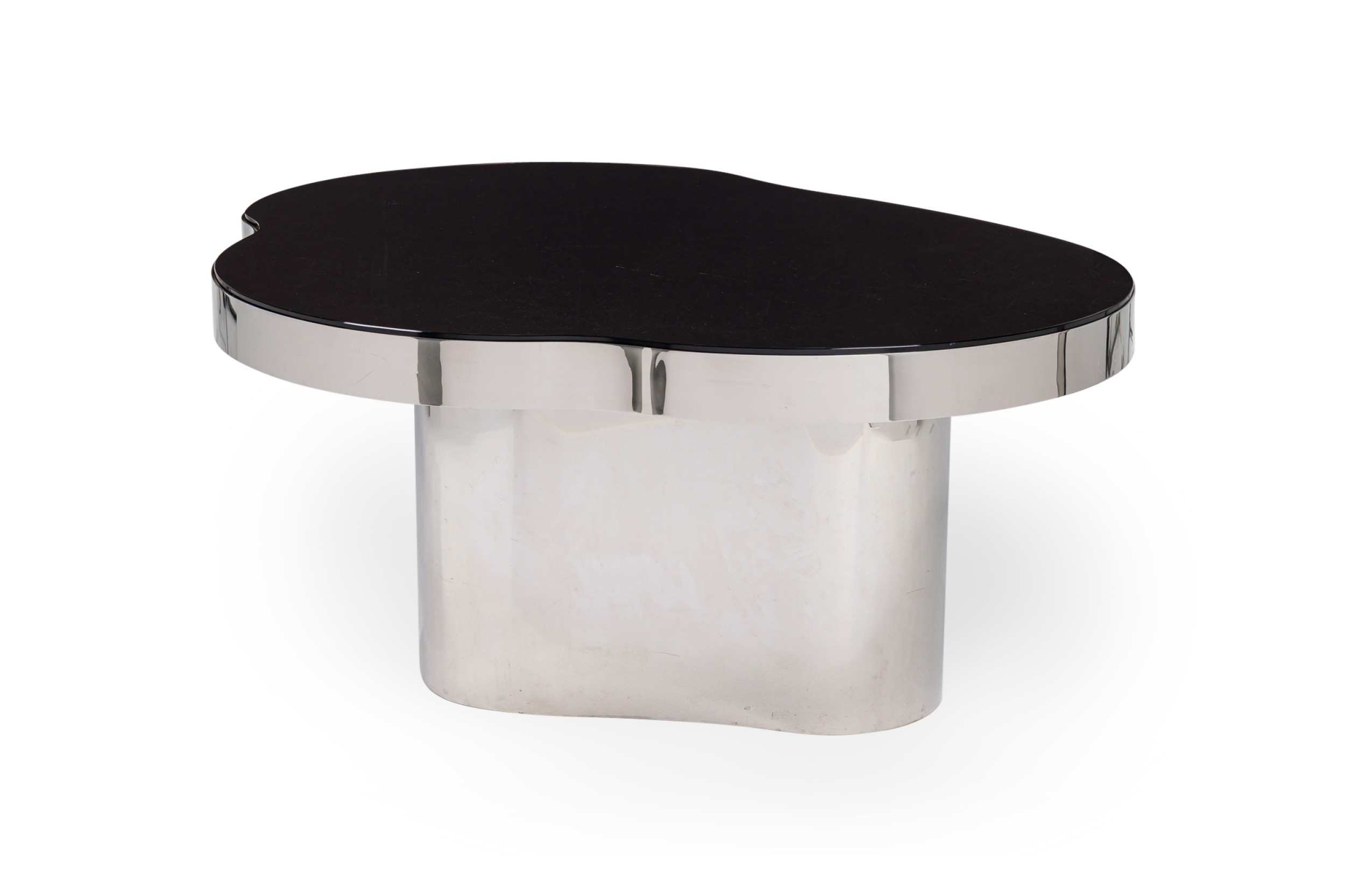 Rare american modern polished steel glass table karl springer