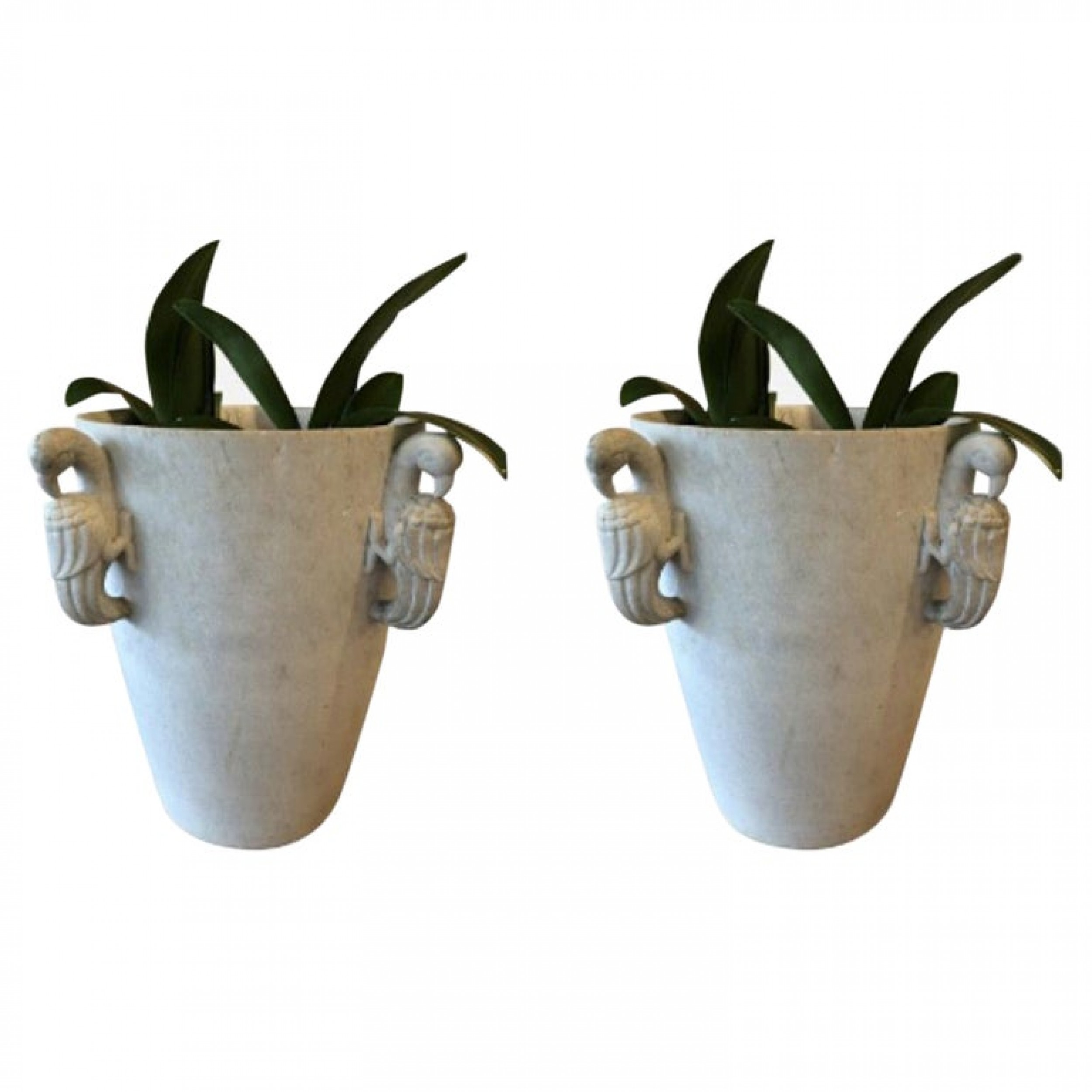 A fine pair of french art deco statuary marble jardiniere