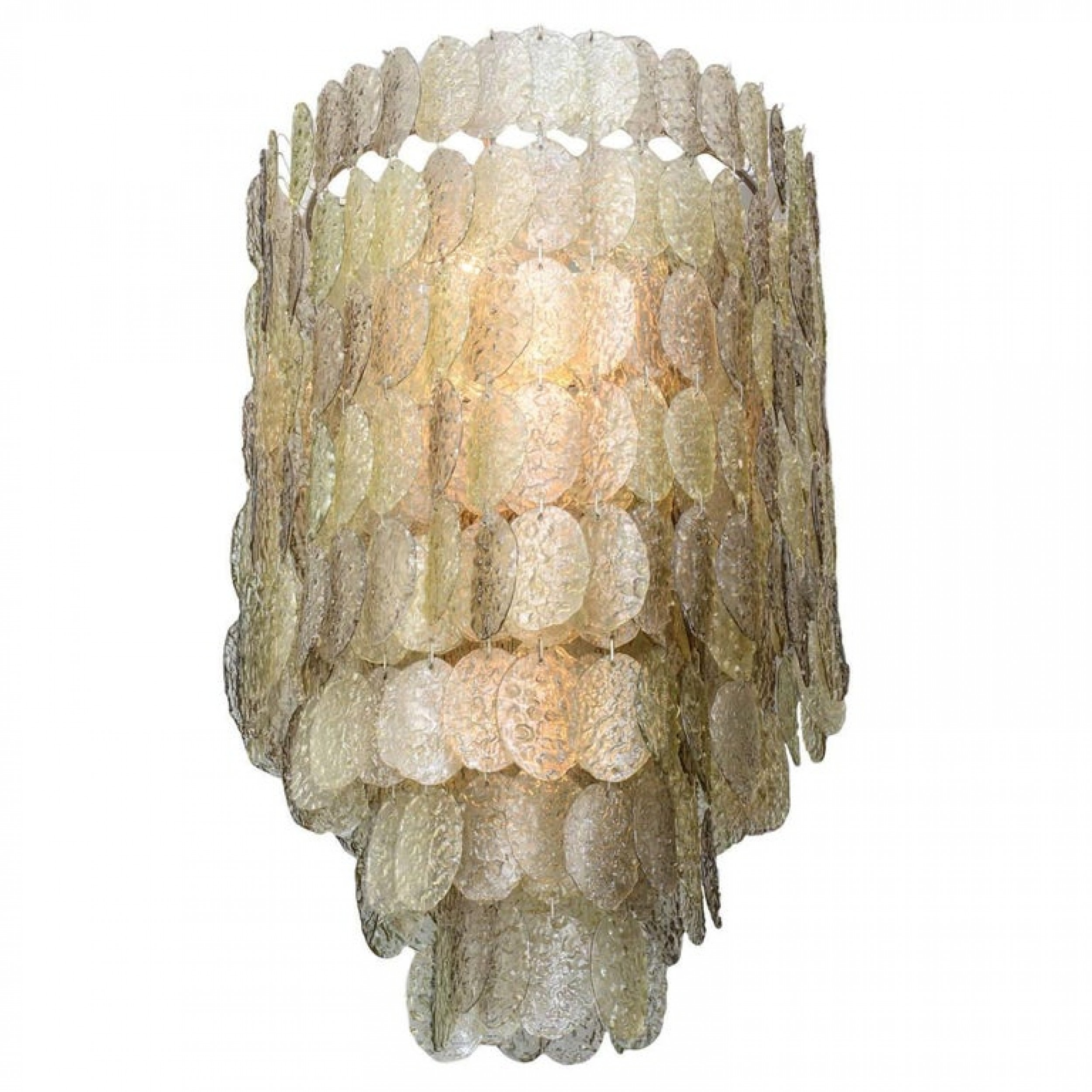 Monumental italian modern amber glass chandelier by mazzega