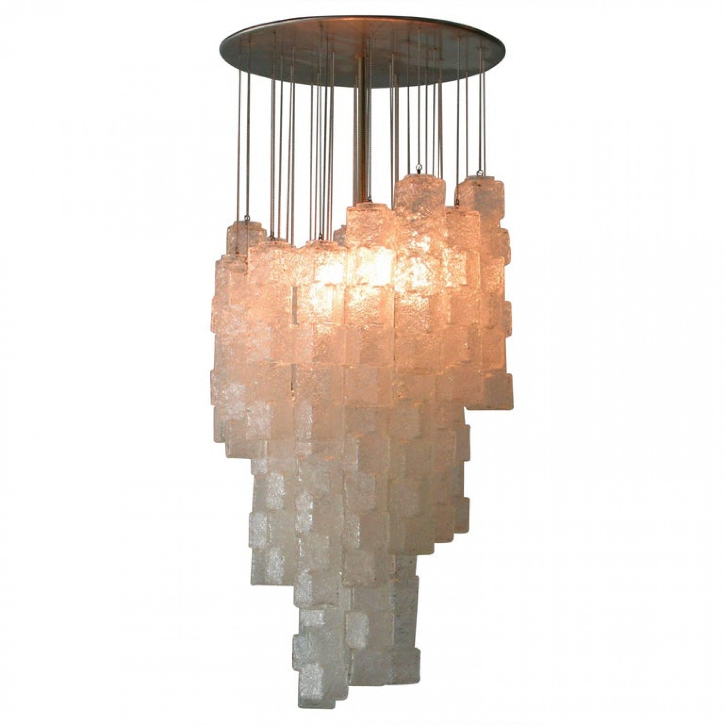 Italian modern hand blown glass ice cube chandelier mazzega