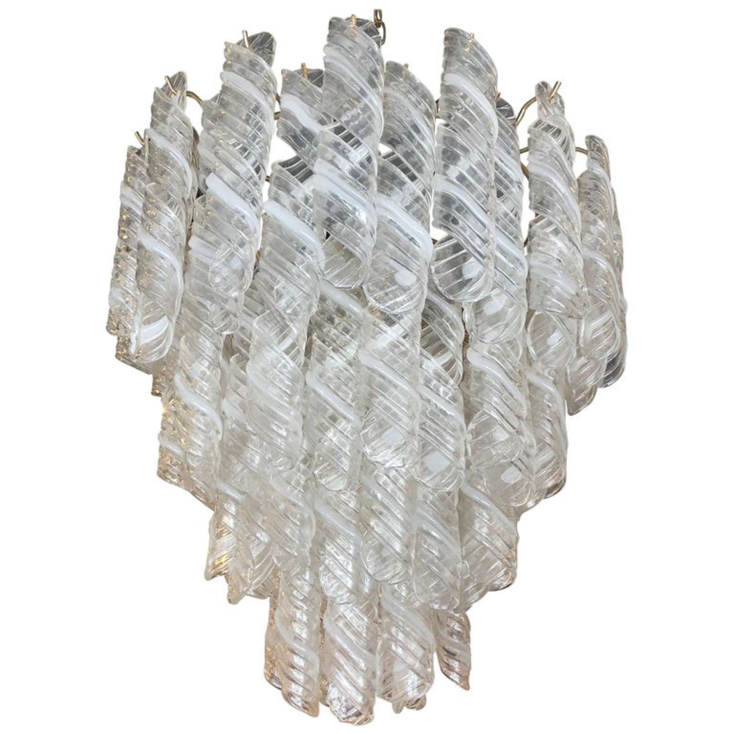 Italian modern hand blown glass and polished nickel chandelier mazzega