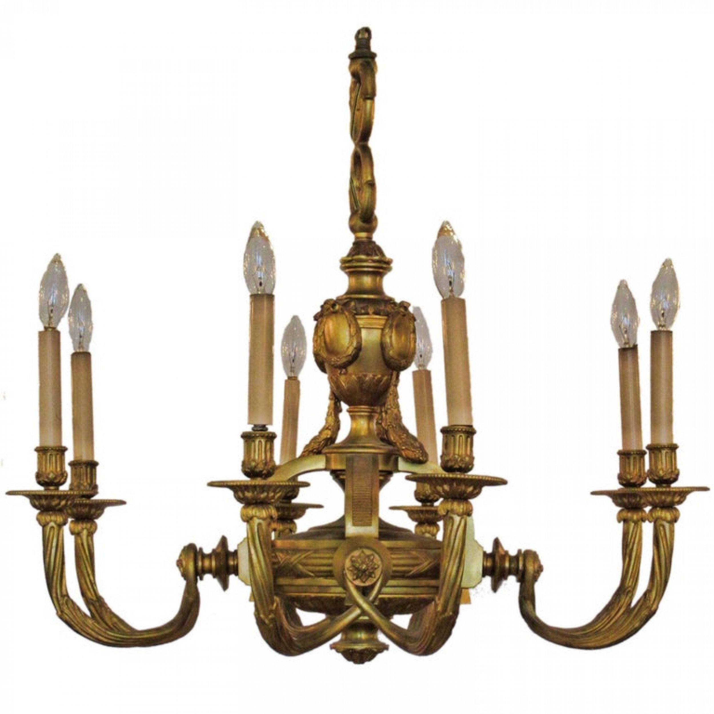 Louis philippe dorÃ© bronze eight arm chandelier 19th century