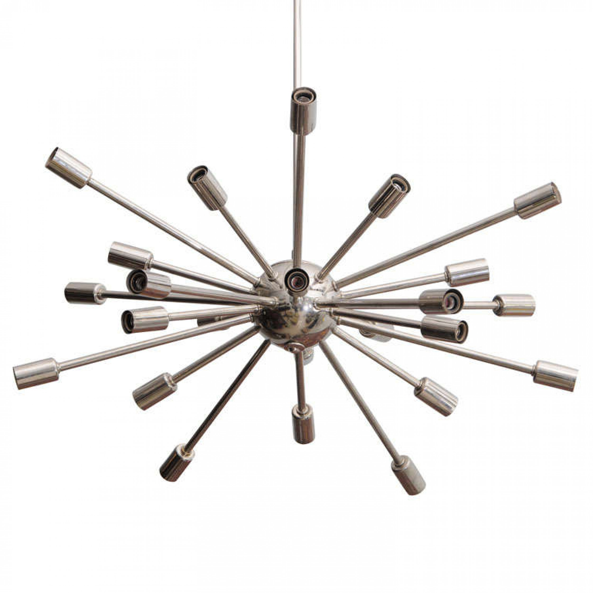 Pair of italian modern polished chrome sputnick chandeliers