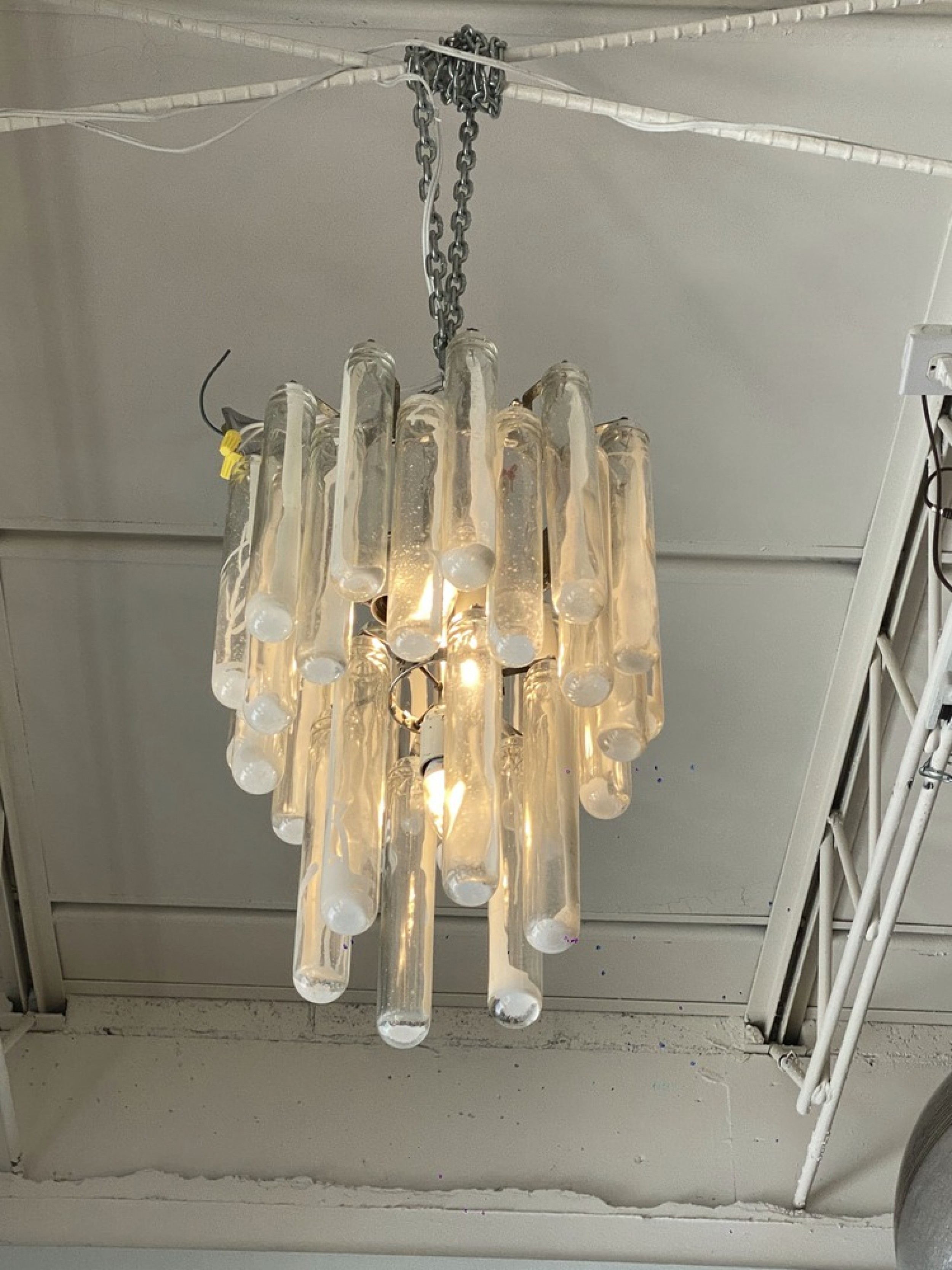 Italian modern handblown glass 29 tube chandelier mazzega